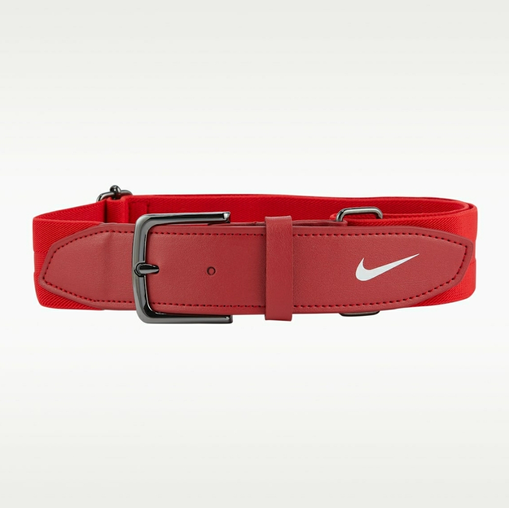 Nike Baseball Belt Men's OS Red Heavy-Duty Elastic Stretch Band Metal Hardware A